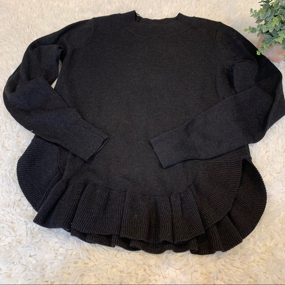 H&M Black Ruffle Hem Sweater